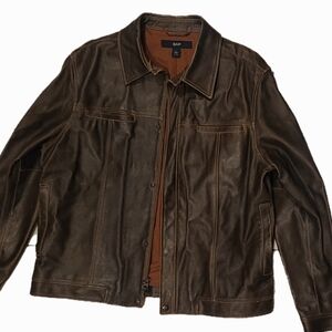 GAP Men's Dark Brown Leather Jacket